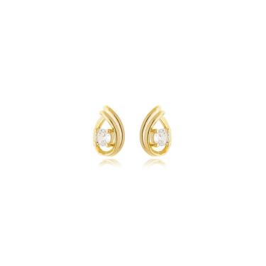 Imagem de Brinco Atraktiva Jóias Gotinha Delicada Banhada a Ouro 18k em Semijoia 1CM Dourado Femi...