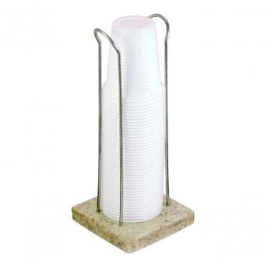 Imagem de Porta Copo de Mesa Kit 2 P-copos 50 e 180-200ML para Organização de Copos em Granito e Aço Inox Inox Higipack