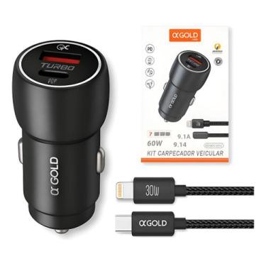Imagem de Carregador Veicular Turbo 60w Iphn 11 13 14 Cabo Lightning - NoBrand, 