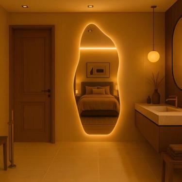 Imagem de Espelho Orgânico Flame 170x70 E06 com LED Branco Quente 3000K  Sofisti