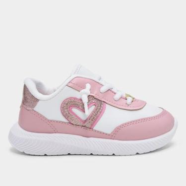 Imagem de Tênis Infantil Molekinha Menina, Branco, Rosa, 23