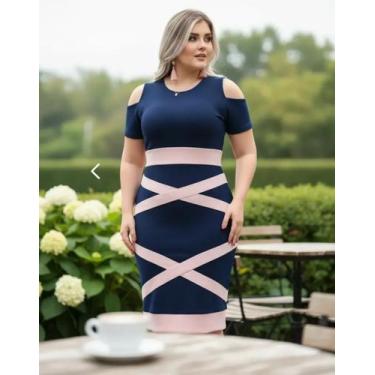 Imagem de Vestido Midi Plus Size X Moda Feminina Evangélica - Miss FLOWER, Marin