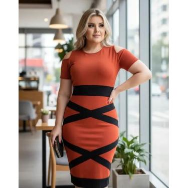 Imagem de Vestido Midi Plus Size X Moda Feminina Evangélica - Miss FLOWER, Terra