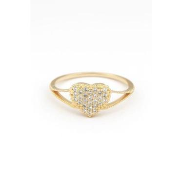 Imagem de Anel Coração com Zircônias Ouro 18k - 1.93 - Ishizaki Alianças, Amarel