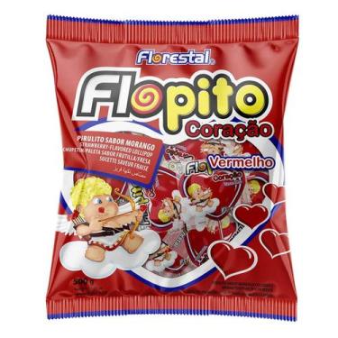 Imagem de Pirulito Coração Flopito Morango - 500g - Florestal