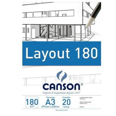 Imagem de Bloco Canson Layout 180g/m² A3 297 x 420 mm com 20 Folhas 66667028 - C