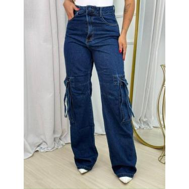 Imagem de Calça Wid leg feminina boca d sino flare bolso Sal e Pimenta, Jeans, E