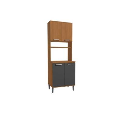 Imagem de Paneleiro Cozinha Modulado Linna T726 c/ 4 Portas 70cm Canela/Grafite 