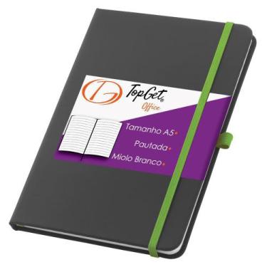 Imagem de Caderneta Classic 14x21cm 80 Fls Pautadas - TopGet, Preto e Verde Clar