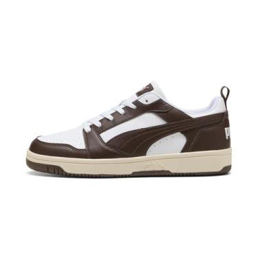 Imagem de Tênis Puma Rebound V6 Low Masculino - Branco+Marrom - 42, 42