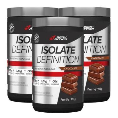 Imagem de 3x Whey Protein Isolate Definition Body Action Chocolate 900g -, Choco