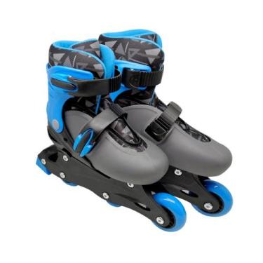 Imagem de Patins infantil inline 2 em 1 rodas e tamanho ajustavel do 31 ao 34 az