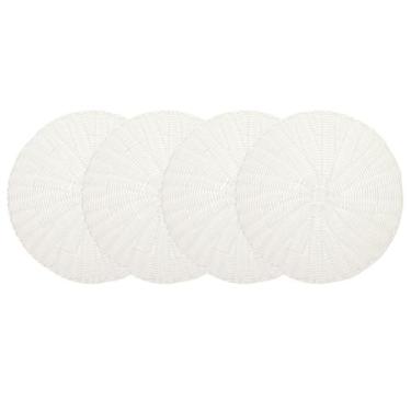 Imagem de Conjunto Jogo Americano Sousplat Redondo Rattan Branco 38Cm - MimoStyl