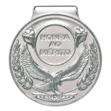 Imagem de Kit Com 10 Medalhas Vitória Honra ao Mérito 59000 60MM Com Fita, Prata
