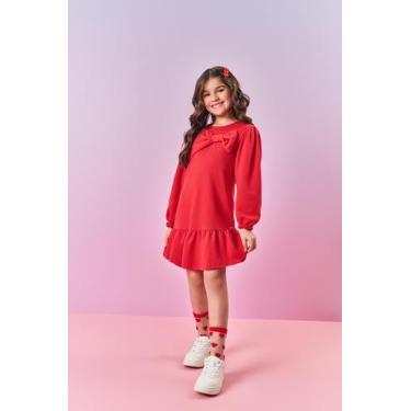 Imagem de Vestido Infantil Menina Laço Vermelho Mundo Cinti, Vermelho, 14