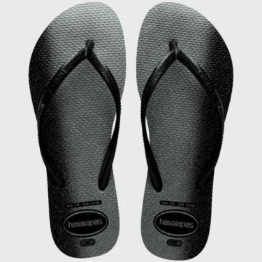 Imagem de Chinelo Feminino de Dedo Casual Havaianas Slim Gloss, Preto, Preto, 35