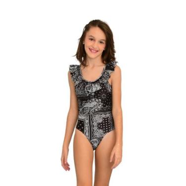 Imagem de Maiô Lycra Proteção UPF50+ Natação Bandana Preta - Verão 2024 - Banho 