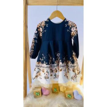 Imagem de Vestido Infantil Menina Flowers Milon, Azul marinho, 3