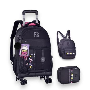 Imagem de Kit Escolar Mochila Carrinho 360 Beaded Fun 19 + Lancheira + Estojo Re