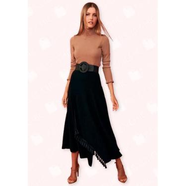 Imagem de Saia Midi Assimetrica Det Franja - Moda Casual Chic, 40