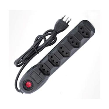 Imagem de Filtro de Linha 5 Tomadas Pp 0,75mm2 1m Bivolt 110V e 220V com Fusível Preto Megatron
