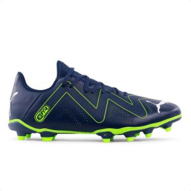 Imagem de Chuteira Campo Puma Future Play FG/AG Masculina, 44., Marinho, Verde