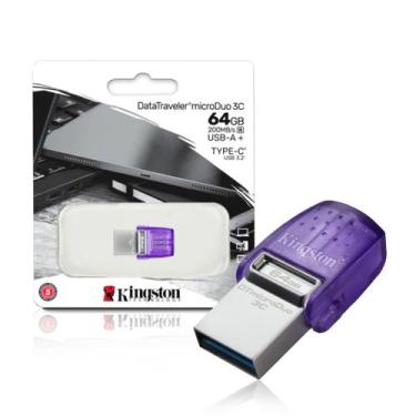 Imagem de Pen Drive 64GB USB 3.2 MicroDuo TipoC e TipoA DataTraveler DTDUO3CG3 K