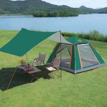 Imagem de Barraca de Camping Automática 4-6 Pessoas, Impermeável com Mosquiteiro e Cobertura Solar, Dobrável (Cúpula do Cinturão Verde)