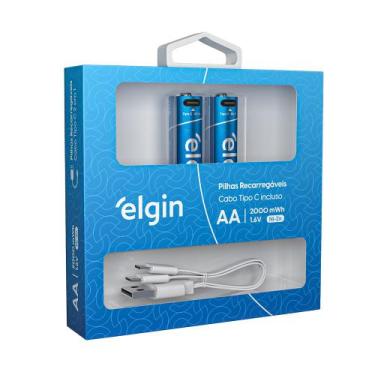 Imagem de Pilha Alcalina Recarregável AA USB-C 1.200mAh com 2 unidades + Cabo - 