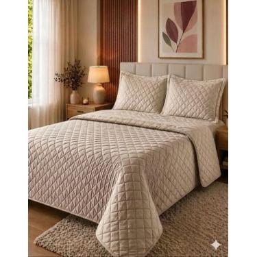 Imagem de Kit Colcha Eurotextil Velvet Toque Aveludado - Casal -, Perola