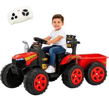 Imagem de Trator Infantil Eletrico Biemme Super Farmer Vermelho 12V Controle