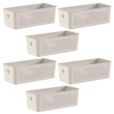Imagem de 6x Cesto Caixa 3L Organizador OU Flow Bege 9cm x 12cm x 27cm