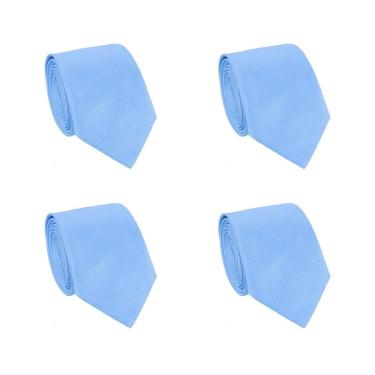 Imagem de Kit 4 Gravatas Social Tons de Azul Masculina Slim Lisa Padrinho Casamento Noivo Trabalho Congresso