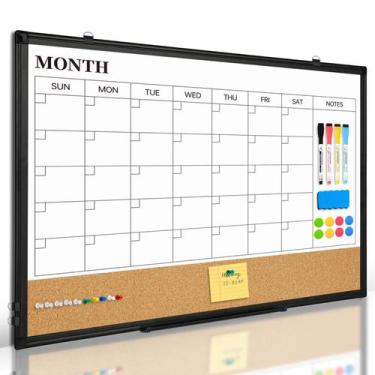 Imagem de Quadro Calendário Branco Apagável QUEENLINK Magnético 76x51cm
