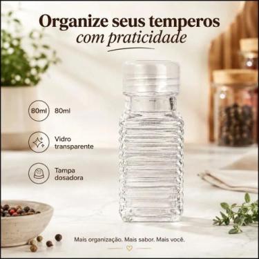 Imagem de Saleiro Porta Condimentos 80ml Em Vidro Com Tampa Dosadora - KeHome