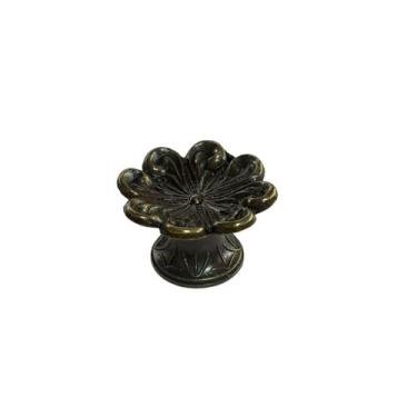 Imagem de Kit c/ 3 Puxadores Botão Flor PZM4 Colonial Retrô Vintage Antigo Ouro 