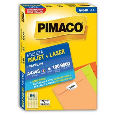 Imagem de Etiqueta Adesiva Pimaco, Ink-Jet/Laser A4, A4348, Branca, 17x31mm, embalagem com 100 fls-9600 etiquetas, 874821