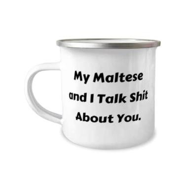 Imagem de Linda caneca de presente de cachorro maltês, My Maltese and I Talk Shit About You, exclusiva de 355 ml para amantes de cães de amigos