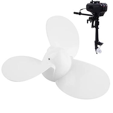 Imagem de KIMISS Hélice de barco, motor externo de 3 pás de alumínio para 3,5 (branco)