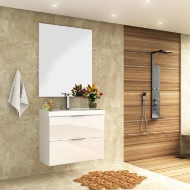 Imagem de Gabinete Para Banheiro 3 Gavetas Com Lavatório E Espelheira Pietra Bra