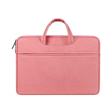 Imagem de Bolsa de transporte para notebook, serve para notebook e tablet de 14 polegadas, design elegante, tecido durável e impermeável fino rosa