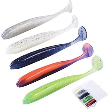 Imagem de Kit de isca macia, 20 peças de isca de plástico macio, truta de robalo vermelha, kit de iscas de água doce e salgada da TOPIND