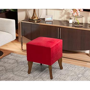 Imagem de Puff chamel Paris Pés Madeira cor Vermelho - JM Casa dos Móveis