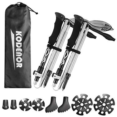 Imagem de Kiboule Conjunto de 2 peças de bastões de trekking dobráveis masculinos femininos bastões de caminhada leves para trekking acampamento viajar escalada