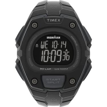 Imagem de Timex Relógio masculino Ironman Classic 30 extragrande de 45 mm, preto/negativo, Cronógrafo