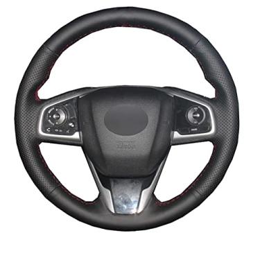 Imagem de JEZOE Capa de volante costurada à mão em couro, para Honda Civic Civic 10 2016-2019 CRV CR-V 2017-2019 Clarity 2016-2018