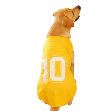 Imagem de JENPECH Camiseta regata para animais de estimação grande colete para cães roupas laváveis super macio amarelo 5GG