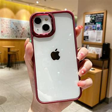 Imagem de Capa de telefone de lente de cor doce sólida transparente para iphone 12 11 13 14 pro max x xr xs mini 7 8 plus 6 se capa de proteção de acrílico duro, vermelho, para iphone x ou xs