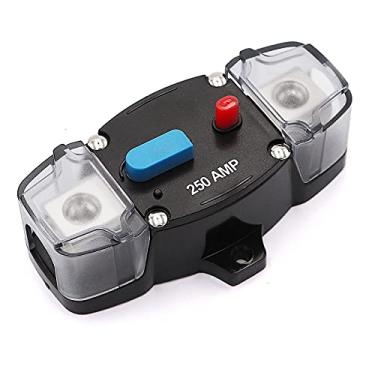 Imagem de Tuijodaix Redefinição manual do disjuntor de 12-24 volts CC 250A, motor de pesca de calibre 0-8, inversor de bloco de fusíveis em linha de áudio estéreo automotivo para barcos marítimos automotivos Rv