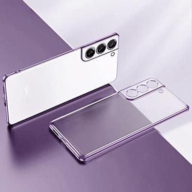 Imagem de Capa de telefone folheada a ouro para Samsung Galaxy S21 Ultra S20 Plus S22 S 21 20 5g Câmera Proteger Capa de Silicone Transparente, Roxo, para S30